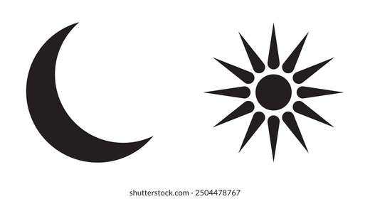 Day night concept. day and night icon. Sun and moon icon vector day and night icon set. dark and light mode icons , Screen brightness and contrast level signs and symbols for app user. EPS 10