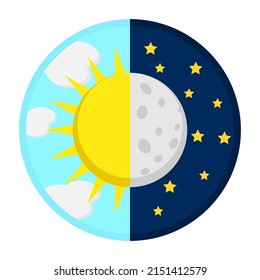 Day and night concept, sun and moon, day and night icon,vector illustration