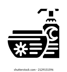 day and night cream packages glyph icon vector. day and night cream packages sign. isolated contour symbol black illustration