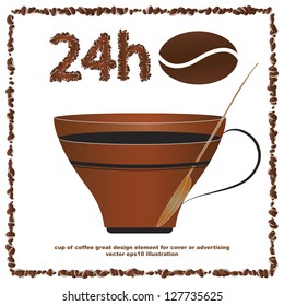 Day and Night Cup of Coffee with Beans Design - Vector Illustration