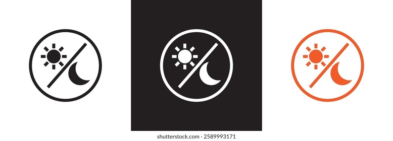 Day And Night Cycle Icon. Sun And Moon With Arrows Representing Time Transition Glyph Symbol. Daytime And Night time Change. Isolated on white and black background. Vector illustration. EPS 10