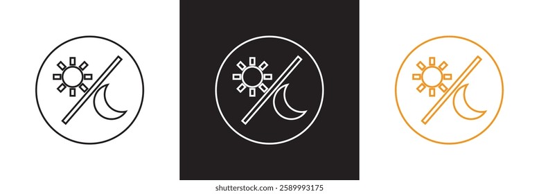 Day And Night Cycle Icon. Sun And Moon With Arrows Representing Time Transition Glyph Symbol. Daytime And Night time Change. Isolated on white and black background. Vector illustration. EPS 10