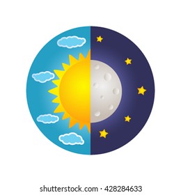 day and night design flat vector illustrations isolate on a white background