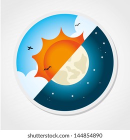 day and night design over gray background vector illustration