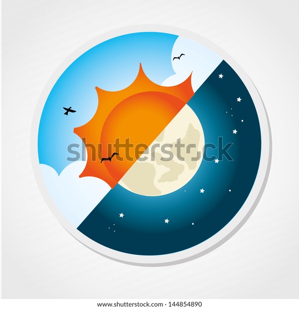 Day Night Design Over Gray Background Stock Vector (Royalty Free) 144854890