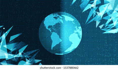 Day And Night Digital Network Global Technology Background,Connection and Communication Concept design,Vector illustration.