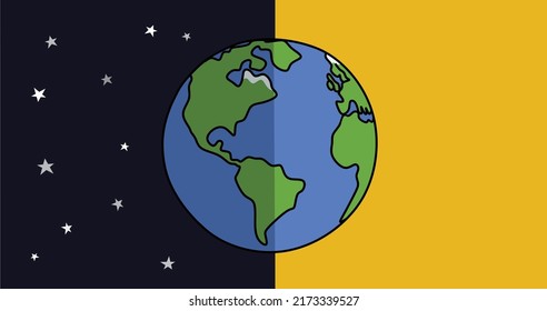 day to night earth vector art school project illustration 