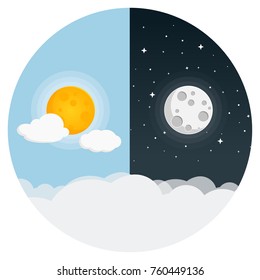 day and night flat design icon