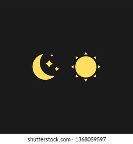 Day and night flat vector icons. Sun and moon flat vector icons. Time of day flat vector icons