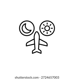 Day And Night Flight Plan Concept Outline Icon Illustration
