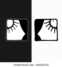 Day and night girl faces black - white vector illustration