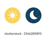 Day and night glyph icon set. Sun and moon sign. Natural, cycle, contrast, season concepts. Flat modern vector design isolated illustration.