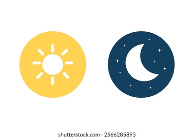 Day and night glyph icon set. Sun and moon sign. Natural, cycle, contrast, season concepts. Flat modern vector design isolated illustration.