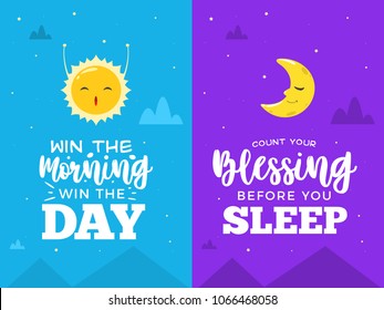 day and night grateful cartoon poster