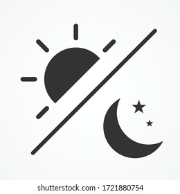 Day And Night Icon. The Sun And Moon With Stars Sign. Vector Illustration In Flat Design. Isolated On White Background.