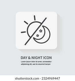 Day and night icon. Sun and moon icon isolated on white background. Vector illustration.