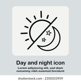 Day and night icon, sun and moon icon vector illustration on isolated white background.