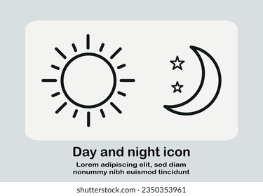 Icono de día y noche, Icono de sol y luna ilustración vectorial sobre fondo blanco aislado.