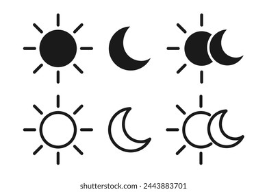 Day and night icon. Sun and moon symbol. Vector illustration.