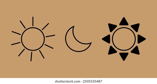 Icono de día y noche. El sol y la luna con estrellas eps 10.