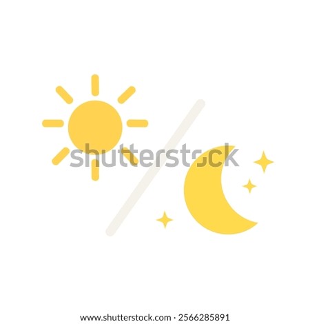 Day and night icon. Sun and moon sign. Natural, cycle, contrast, season concepts. Flat modern vector design isolated illustration.
