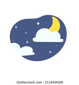 Day night icon vector. cloudy sunlight during the day and the moonlight in the starry sky