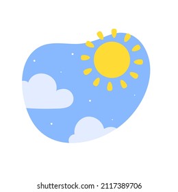 Day night icon vector. cloudy sunlight during the day and the moonlight in the starry sky