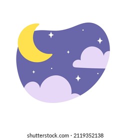 Day night icon vector. cloudy sunlight during the day and the moonlight in the starry sky