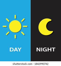 Day and night icon for web. Vector illustration day and night mode switch set. Simple concept of interface ui symbol. On Off or Light and Dark Buttons.