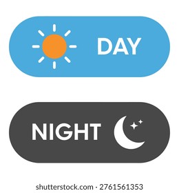 Day and night icons in blue and gray oval shapes icon