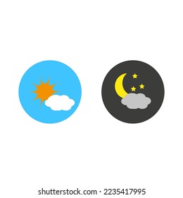 day night icons. Round shape. Vector illustration. Stock image. 