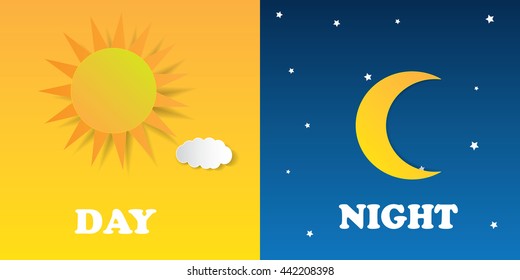 Day Night Illustration Stock Vector (royalty Free) 442208392