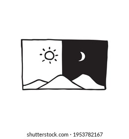 ilustración de día y noche vector clipart, dibujado a mano