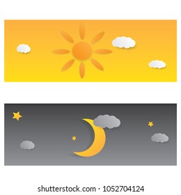 Day and night illustration. Sky background