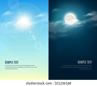 Day and night illustration. Sky background