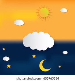 Day and night illustration. Sky background