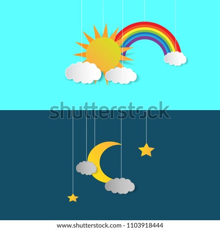 Day and night illustration. Sky background