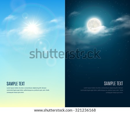 Day and night illustration. Sky background