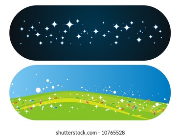 Day and night illustration, spring and summer