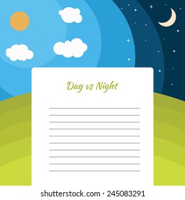 Day and Night Illustration with Text Note area