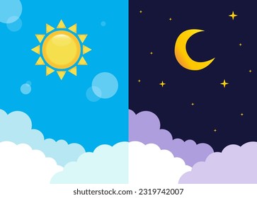 Day and night illustration. Vector day and night. Background