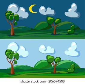 Day and night landscapes