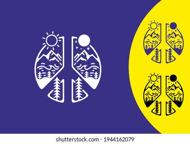 Day and night line art illustration
