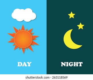 Day Night Long Shadow Flat Vector Stock Vector (Royalty Free) 225794560