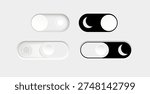 Day and night mode. Dark mode and light mode. Modern button set. Material design switch button. Vector illustration