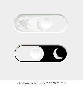 Modo día y noche. Modo oscuro y modo de luz. Conjunto de Botón moderno. Botón de interruptor de diseño de materiales. Vector