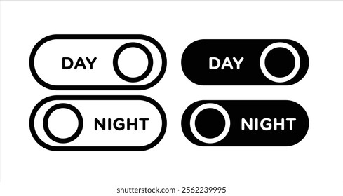 Day and night mode Icon collection in filled and stroke style.