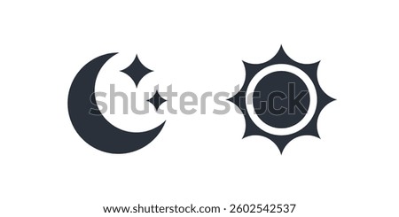 Day and Night Mode Icon. Sun and Moon Symbol for Light and Dark Mode Switch.