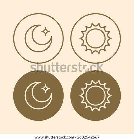 Day and Night Mode Icon. Sun and Moon Symbol for Light and Dark Mode Switch.