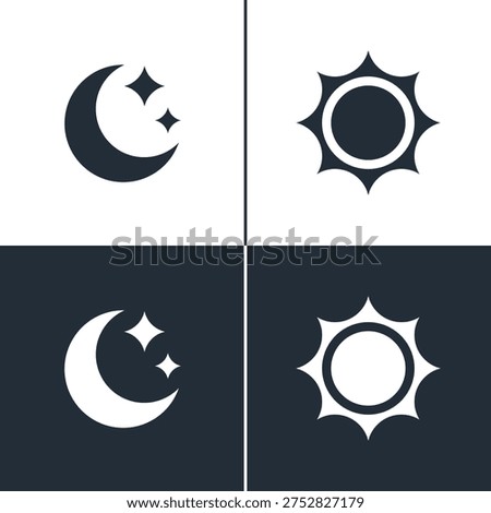 Day and Night Mode Icon. Sun and Moon Symbol for Light and Dark Mode Switch.
